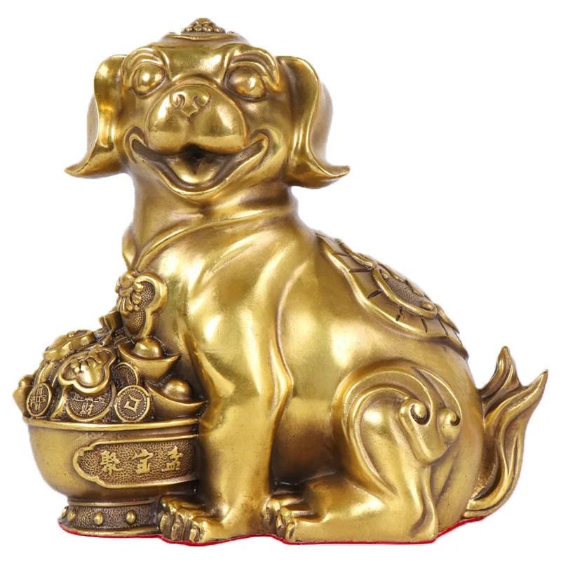 Yangtongji Figurine Living Room Decoration Zodiac Bronze Coin Gold Ingot Dog Wholesale