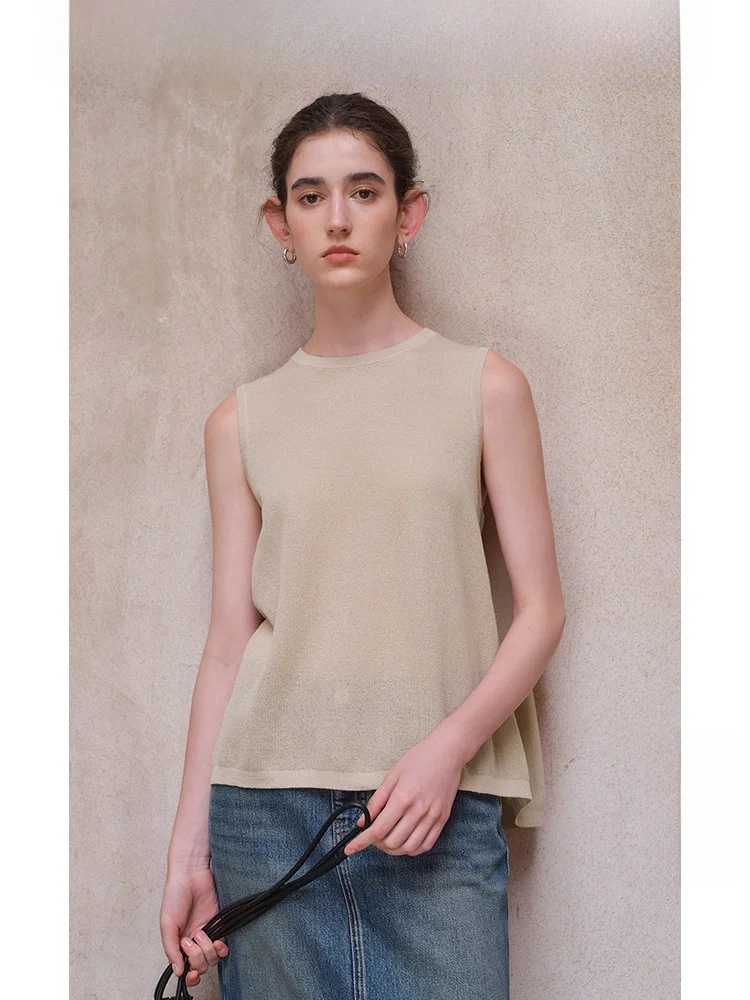 

Lp Travel Original Linen Knitted Vest mat Art Casual Slimming Top Women Summer New Sle Commute Faion