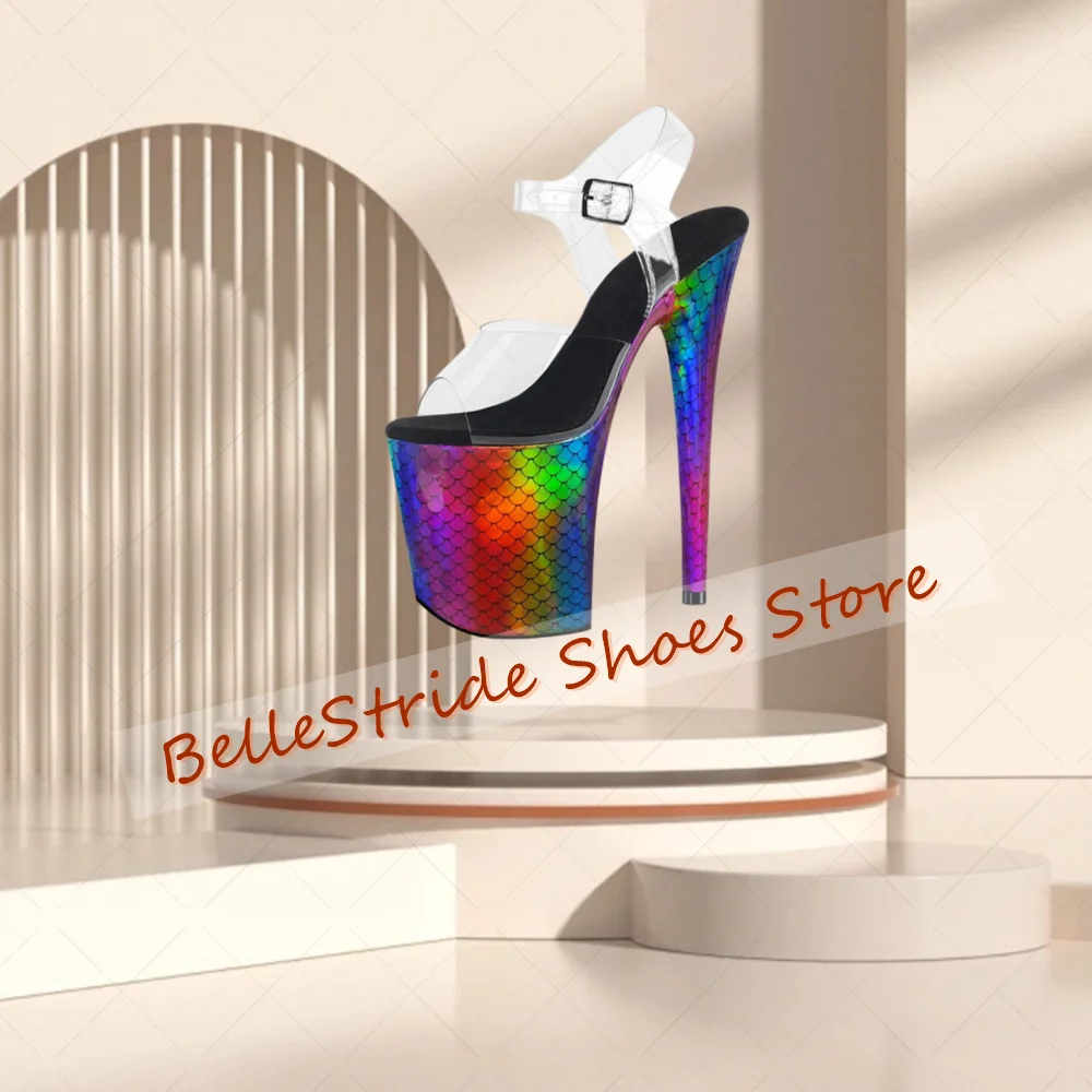 

Colorful Platform Buckle Strap PVC Sandals Peep Toe Women Shoes Thin High Heels Party Banquet Dating 2025 Zapatos Para Mujere