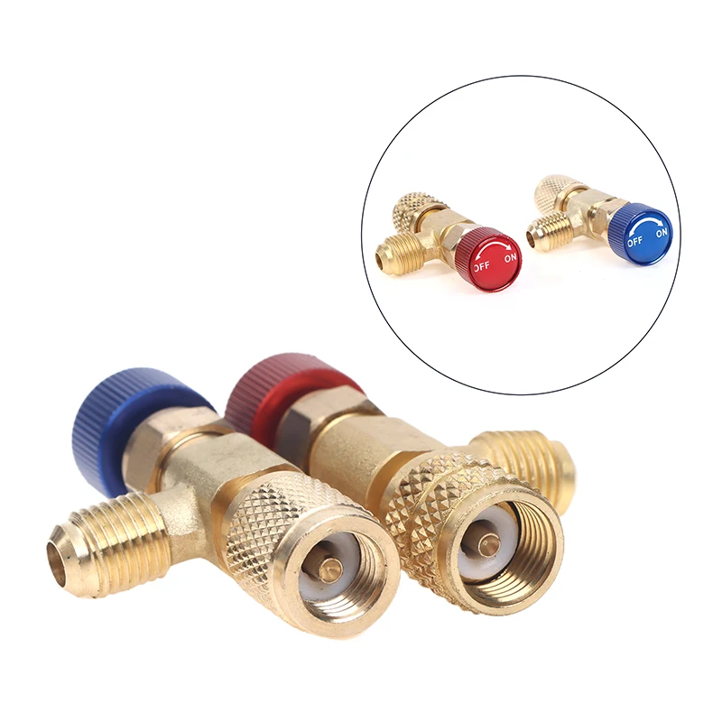 Air Conditioning Safety Valve Adapter Fitting Refrigeration Charging Copper Adapter For R410A R22 Refrigeration Tool