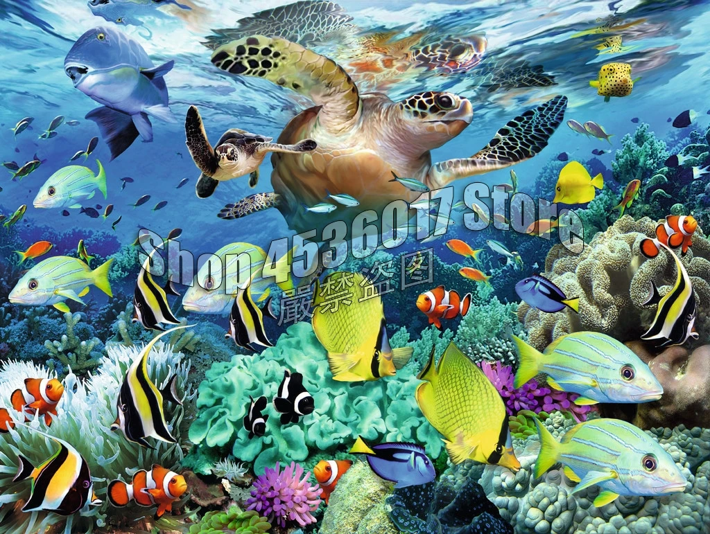 Underwater Paradise Sea Life Ocean 5D Diy Diamond Painting Cross Stitch Full Square Diamond Embroidery Mosaic Home Decorative