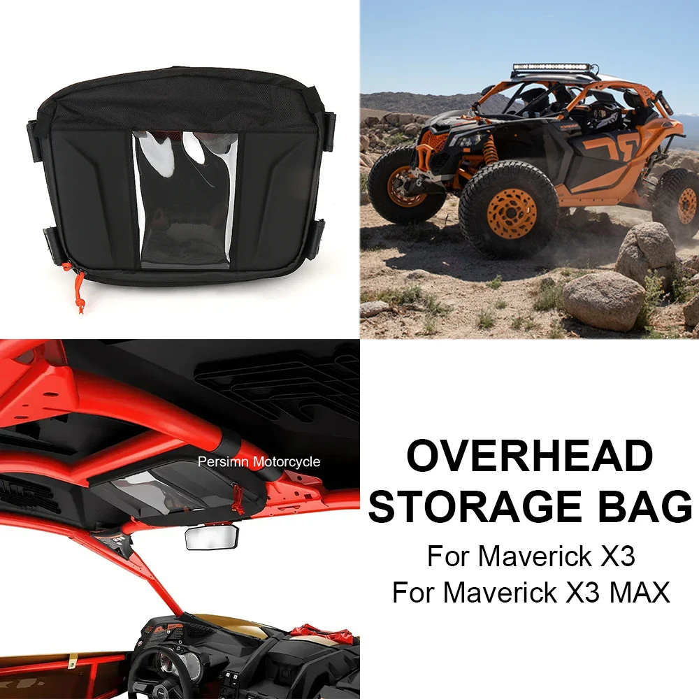 Nouveau sac de toit central pour Can-Am Maverick X3 X3 MAX, accessoires moto UTV, sac de rangement pour outils et cartes, noir, kits