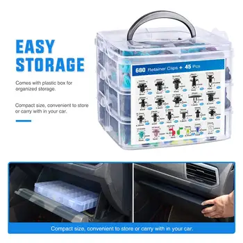 725 保險桿卡扣 汽車固定扣環 塑膠緊固件套件 汽車車身按壓鉚釘 擋泥板襯裡卡扣套裝 適用於豐田、通用、福特、本田、雪佛蘭 8 最佳銷售 汽車夾 - №7