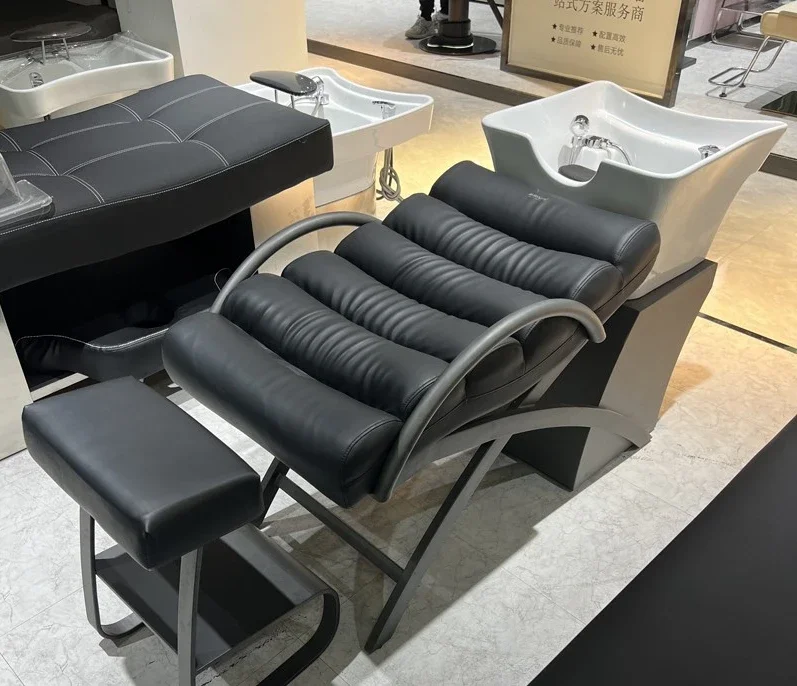 Customized new ceramic basin hair salon hair wash bed semi reclining high-end hair salon flushing bed