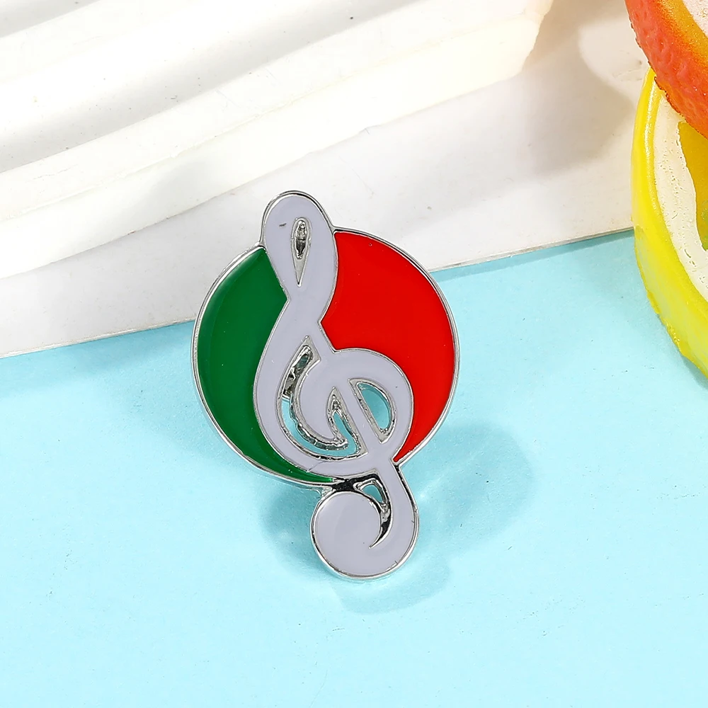 Creative Tai Chi Musical Note Enamel Pin Red And Green Colors Yin Yang Brooches Wholesale