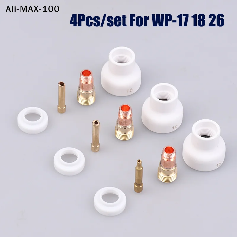 【rw】【wg】kit-de-4-pecas-para-soldagem-tig-bicos-de-ceramica-branca-de-16-24-32mm-copos-de-alumina-corpos-de-pincas-stubby-e-conjunto-de-lentes-de-gas-para-tochas-wp17-18-26