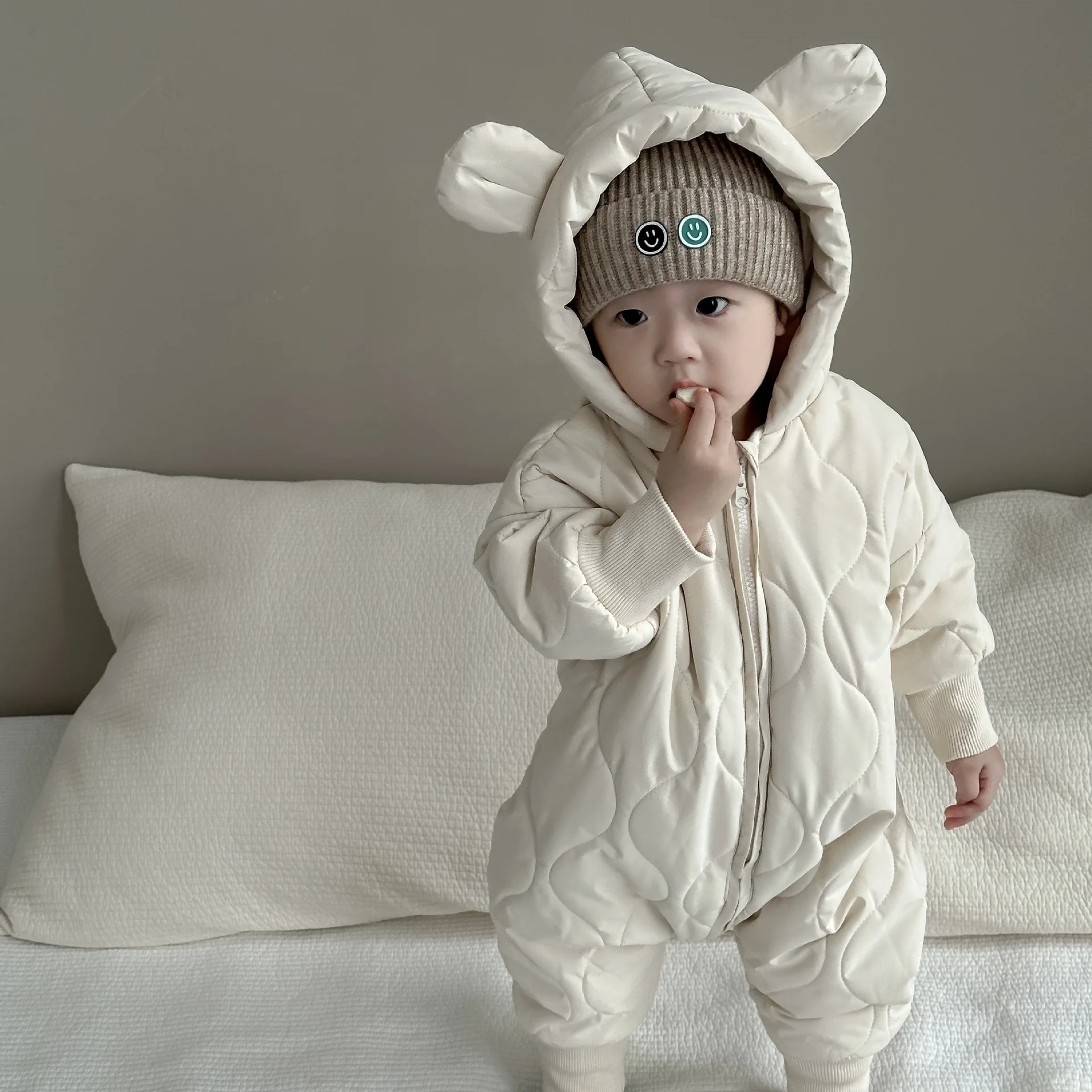 Macacão de peça única para bebê recém-nascido, roupas Onesies, macacão branco, bodysuit infantil, roupas de menina, outono e inverno, novo, 0-3 meses