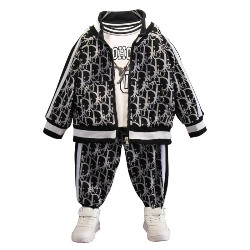 Spring Autumn Teen Tracksuits Children Casual Clothes Suit Baby Boys Zipper Jacket + Pants 2pcs/sets Kids Toddler Suit 2-8Years