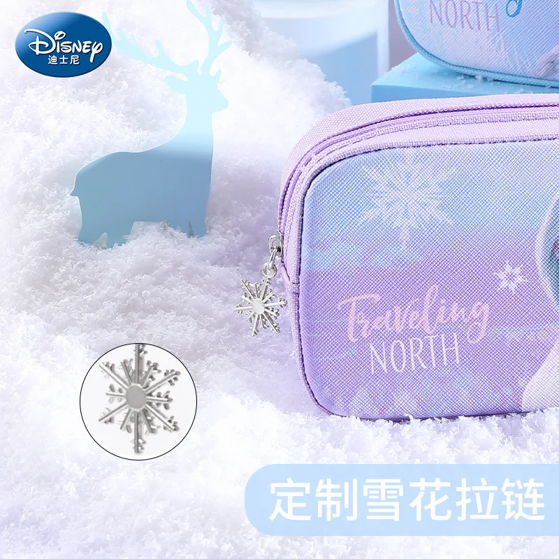 Imagem -05 - Nova Disney Meninas Pen Bolsa Grande Capacidade Princesa Dupla Camada Congelada Papelaria Caixa Bonito Material Escolar Bolsa de Armazenamento Bolsa Kawaii