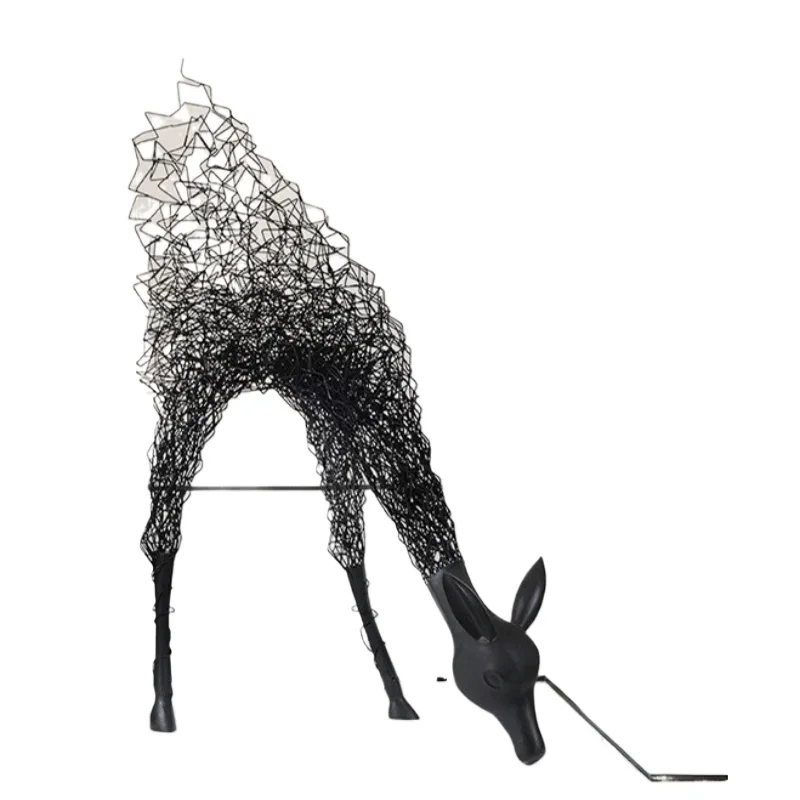 

Abstract Large Metal Deer Floor Animal Sculpture Exhibition Hall Art Decorations Ornaments