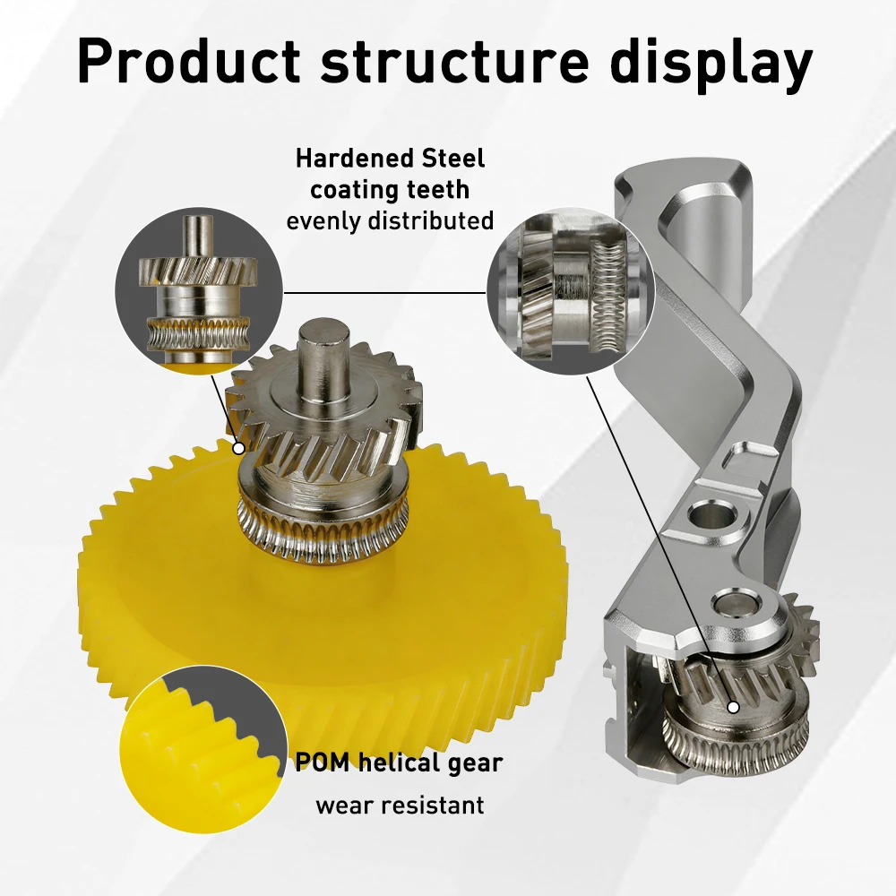 Upgrade-Extruder-Zahnradsatz für Snapmaker U1 SKD11 Gehärteter Stahl Nano-Beschichtete Zähne CNC-Griff POM-Schrägverzahntes Zahnrad für U1 3D-Drucker – Detail 2