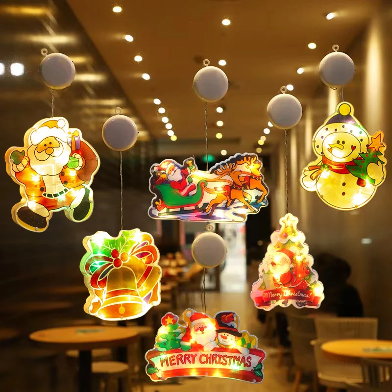 Christmas Suction Cup Lights, Window Lamp, LED Battery Operated Hanging Window Light for Xmas Holiday Office Home Decor