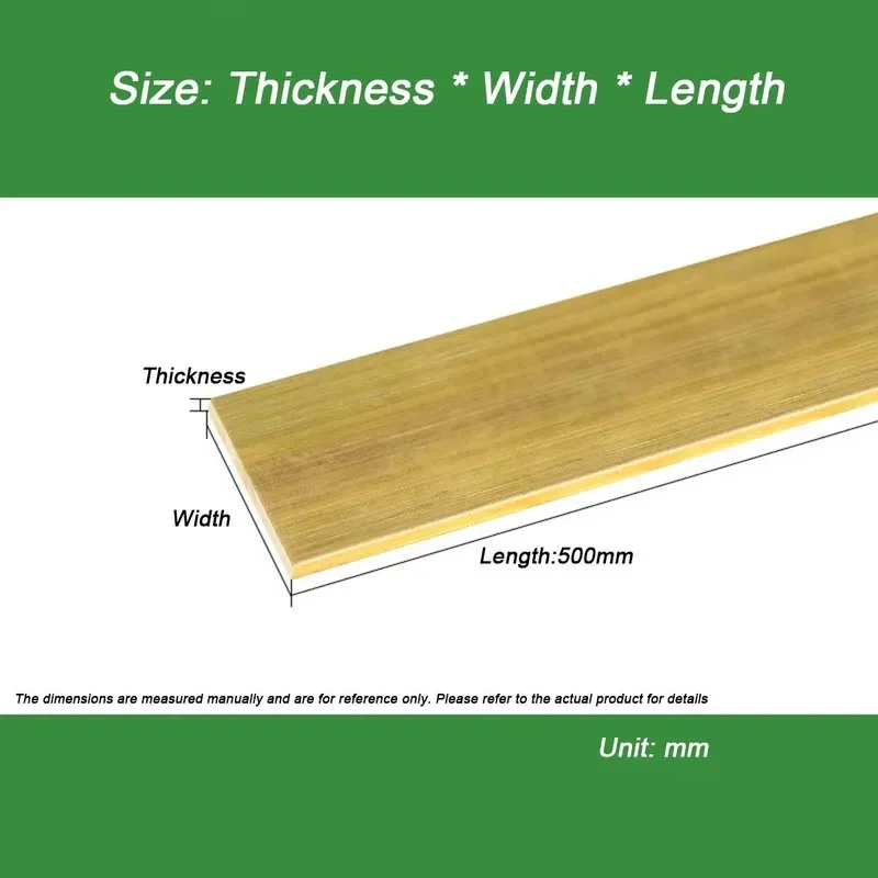 Brass Flat Bar Plate Strip 500mm Long Pure Copper Solid Metal Sheet
