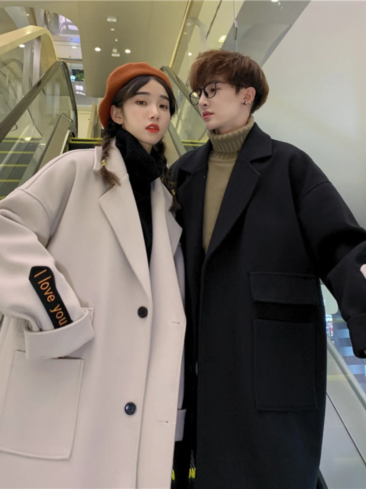 

Одинаковое шерстяное пальто для пар, мужская весенне-осенняя верхняя одежда, корейский слей, модный, высококачественный, крутой, прямой крой