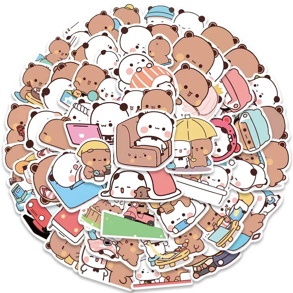10/30/50pcs Cute Bubu and Dudu Stickers Bear Couple DIY Toy Doodles Decorative Graffiti Decal Phone Bottles Scrapbook Waterproof image 3
