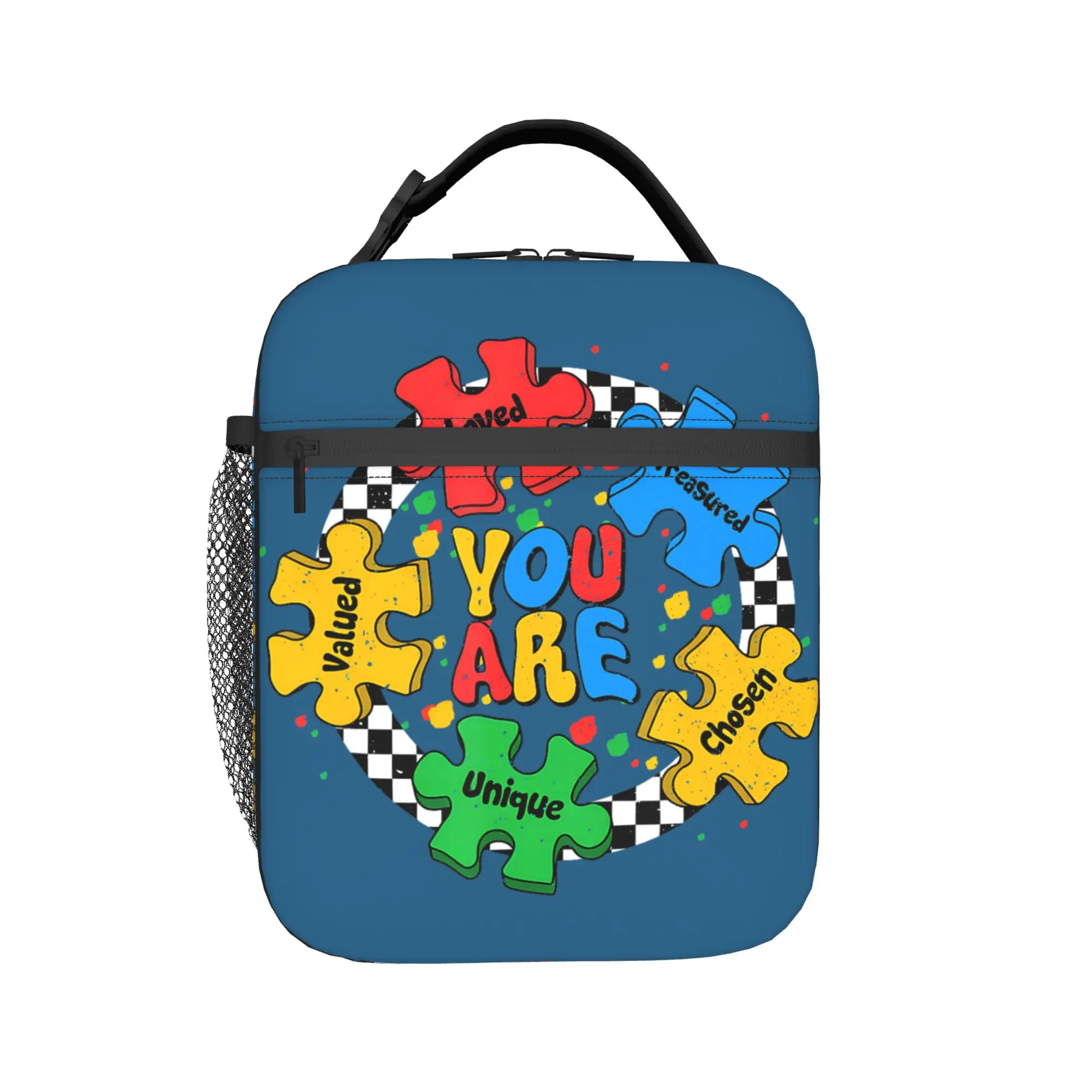 Respect Love Support Autism Men Women Apparel Lunch Bag Outdoor Picnic Lunch Box Graphic Design Portable Thermal Tote Handbags