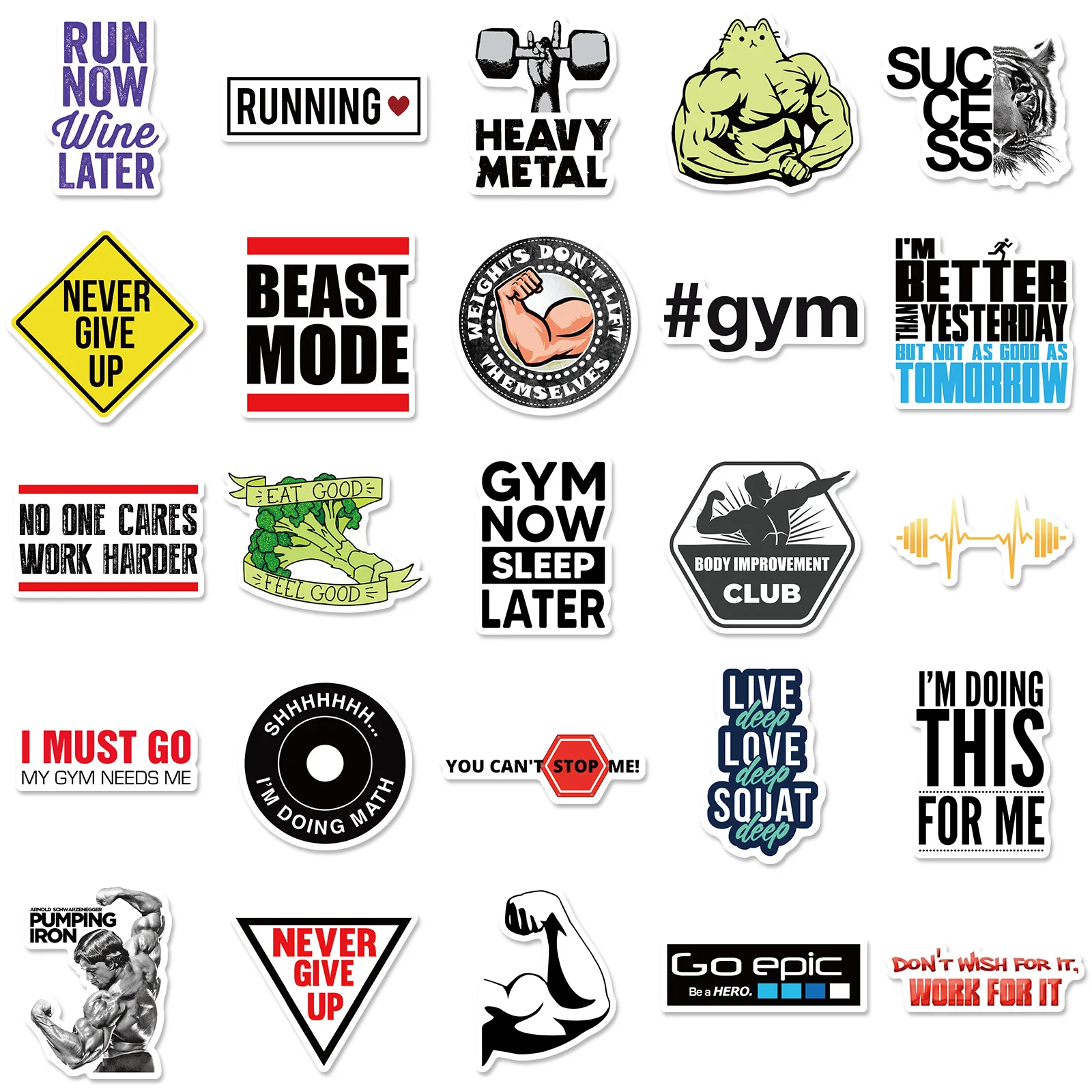 50pcs Text Stickers Gym Motivational Culture Stickers Taekwondo Hall Wall Gym Layout Decoration Small Stickers