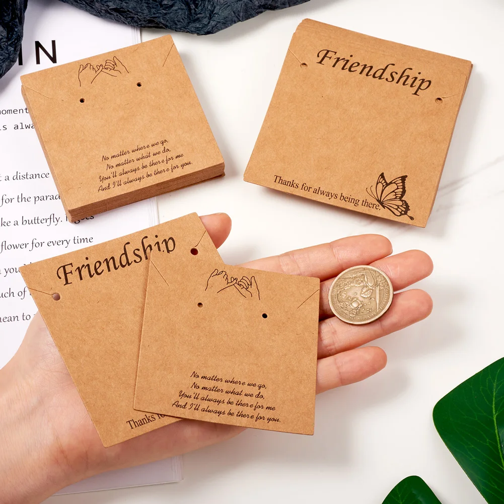 Kraft Paper Jewelry Display Card Rectangle/Square/Cat/Multi-shape Card for Earring Necklace Bracelet Jewelry Display 100-300pcs