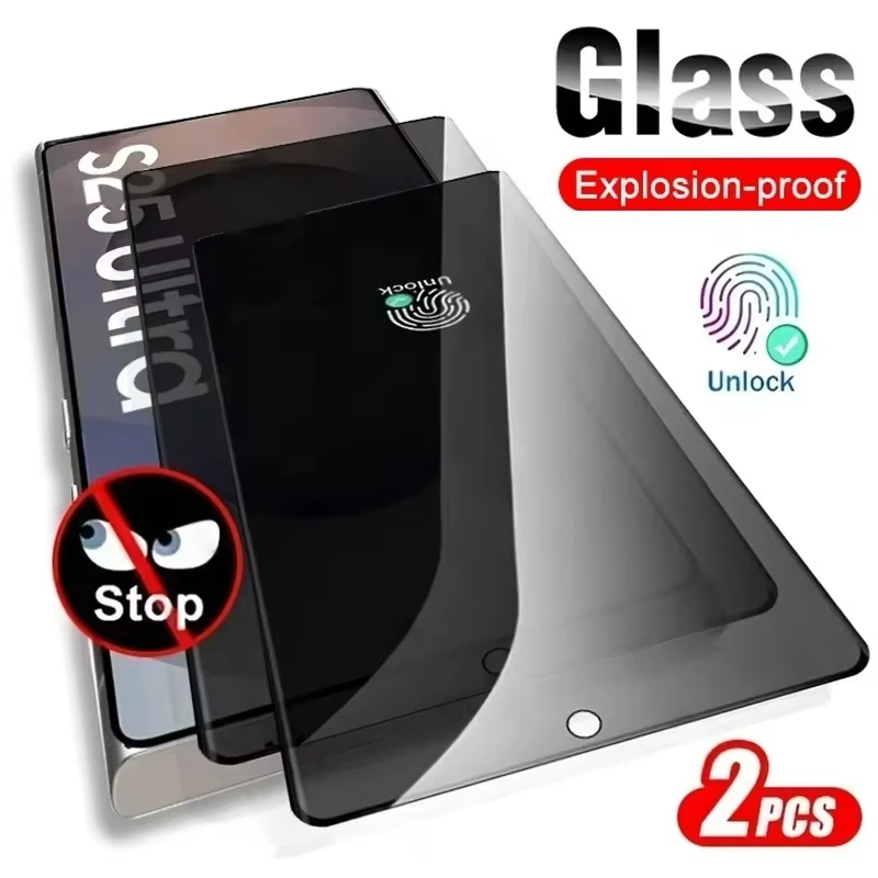 Fingerprint Unlock Anti Spy Tempered Glass For Samsung Galaxy S26 Plus S25 Ultra S24 S23 S22 Privacy Screen Protector Glass Film