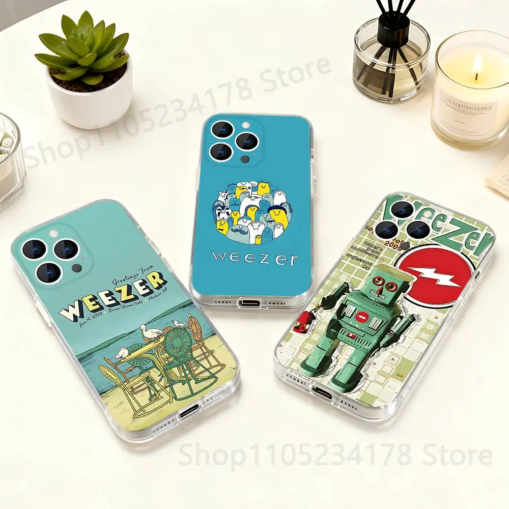 

Rock W-Weezer Band Phone Case For iPhone 17,16,15,14,13,12,11 Pro,Max,Plus,X,XS,XR,SE4,E Mini Transparent Soft Cover