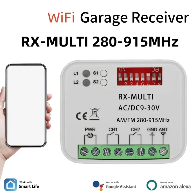 AC DC 9-30V 85-250V Universal Tuya WIFI Garage Door Opener Controller APP & Remote Control Intelligent Switch Module Relay