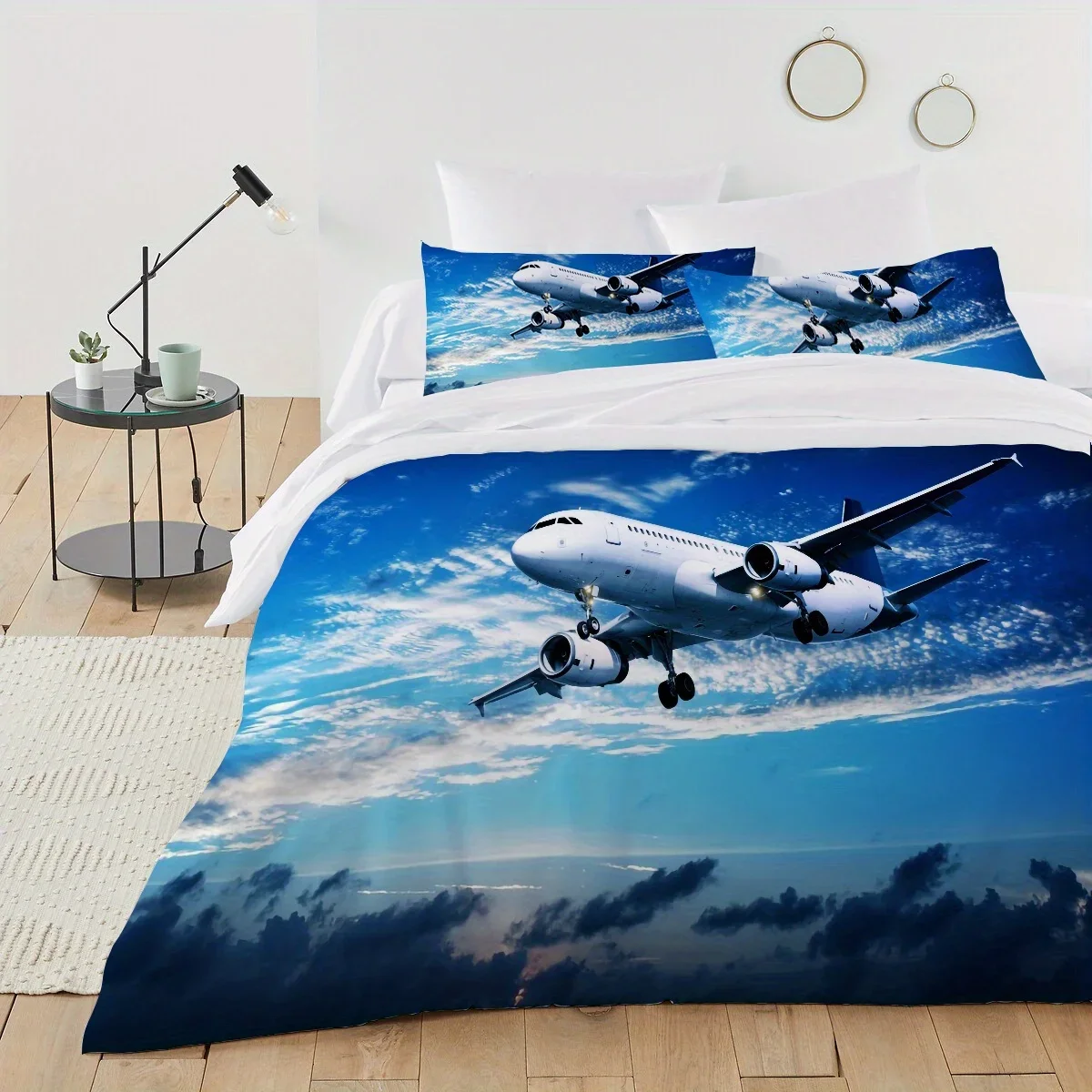 2/3 Piece 3D Printed Airplane Bedding Set: Includes 1/2/3 Piece Pillowcases and 1 PC Duvet Cover (Without Filler) - Suitable