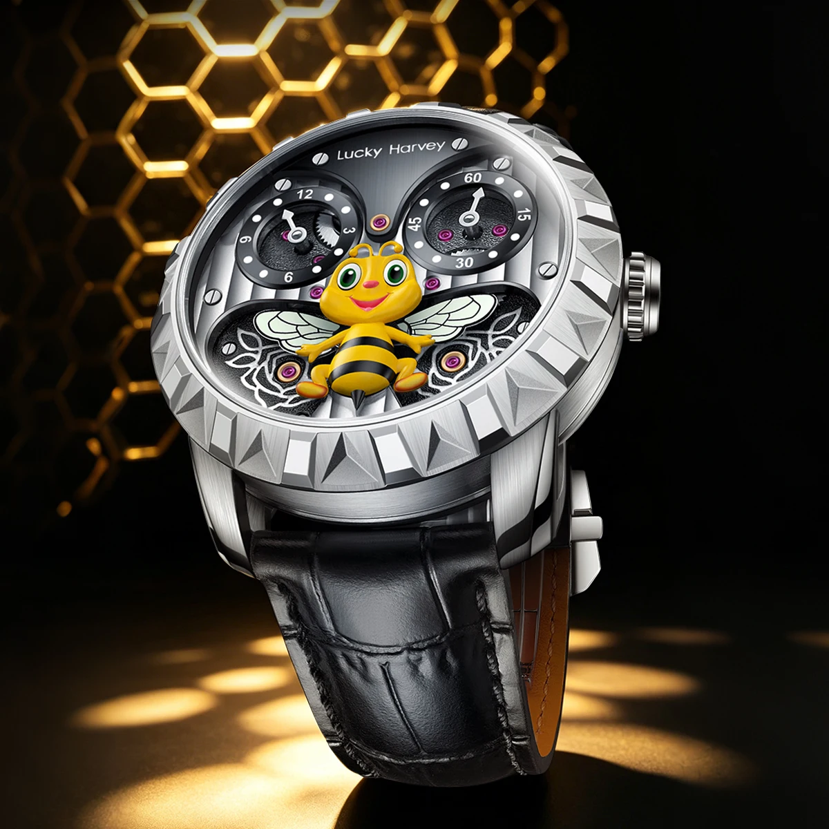 

Lucky Harvey BEE Dial Men's Automatic Watch Sapphire Crystal Mirror 316L Case 3ATM Waterproof Business Wristwatch