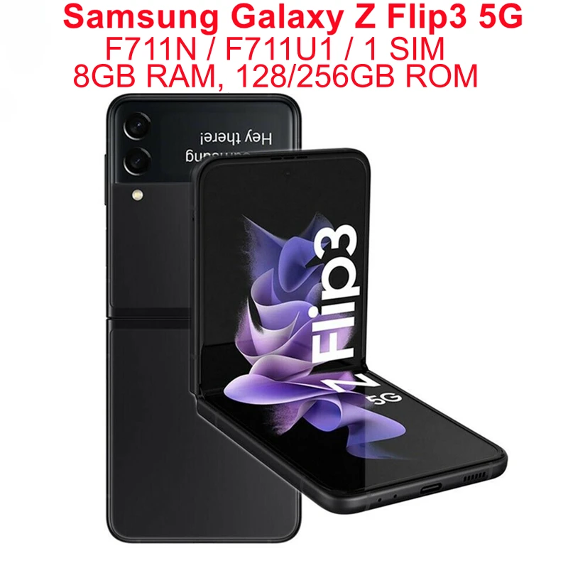 Мобильный телефон Samsung Galaxy Z Flip 3 F711U/U1 F711N 5G 6,7 дюйма, 128 ГБ ПЗУ, 8 ГБ ОЗУ, 12 МП, складной оригинальный мобильный телефон, разблокированный, 95% новый