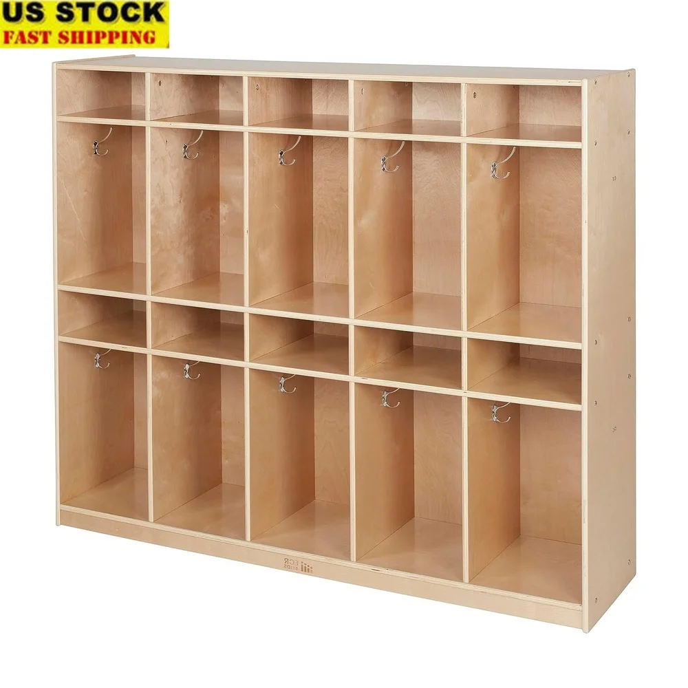 

Kids 10-Section Storage Locker with Double Hooks Classroom Daycare Organizer Safe Durable Anti-Tip Furniture