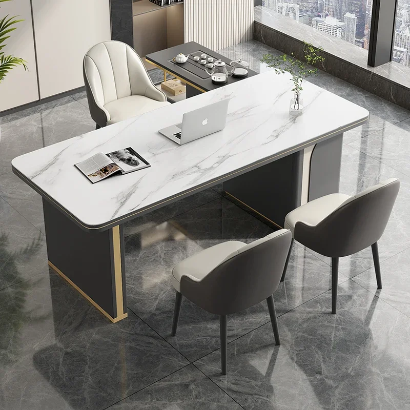 

Stone Plate Desk Modern Study Table Small Apartment Integrated Desk Study Computer Desk Home Writing Desk