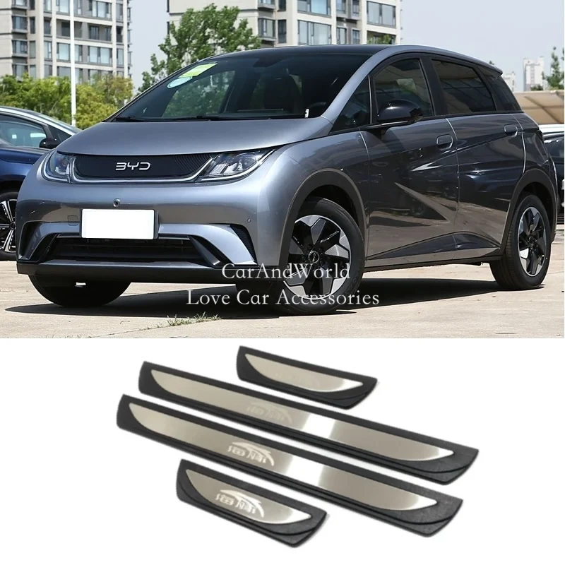 

Нержавеющая сталь и АБС-пластик для BYD Dolphin 2021-2025, защита порога, защитная пластина, накладка на педаль, накладка, аксессуары для литья автомобиля