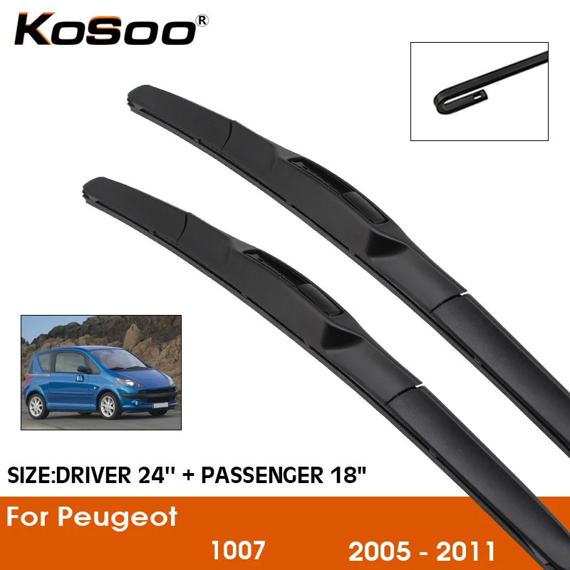 

Car Wiper Blade For Peugeot 1007 2005-2011 Windshield Rubber Silicon Refill Front Window Wiper 24"+18" LHD RHD Auto Accessories