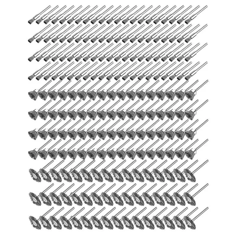 *ABKM 240 Pcs Wire Brush Set Wire Cup Brush Abrasive Wire Wheel Pen Brushes Kit Accessories Drill Rust 3 Millimeter Mandrel
