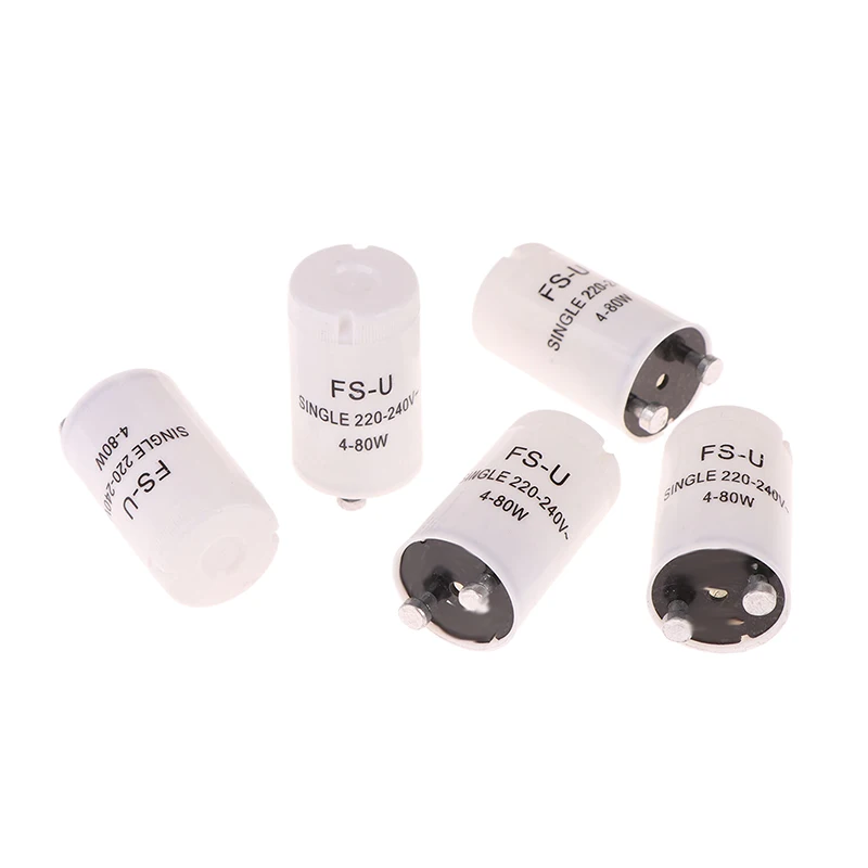Professional Grade Fluorescent Lamp Starters (5Pcs), 220-240V 4-80W, CE/RoHS Certified, Long-Lasting