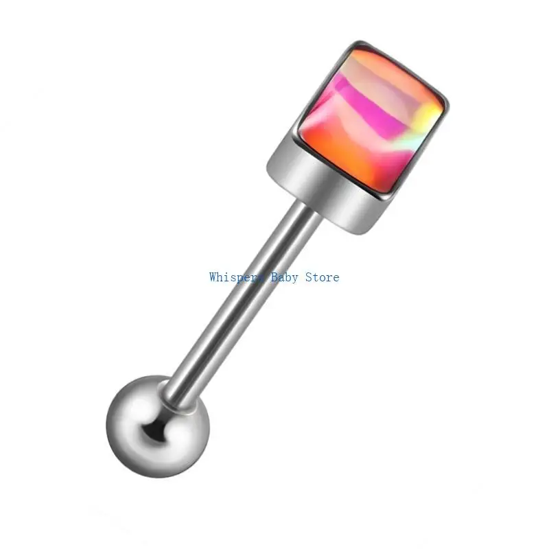 U90E Stylish Elegant Rectangular Tongue Piercing Jewelry Accessory for Trendy Adults Craft from Sturdy Stainless Steel