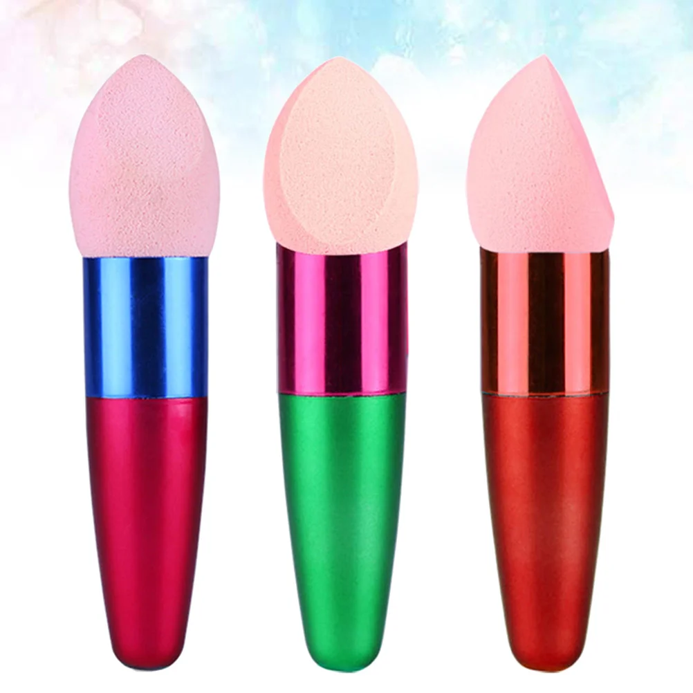 3 個のメイクアップスポンジブラシソフトブレンダーウェットドライファンデーションエッグパフパウダーパフメイクアップツール顔の目への適用用