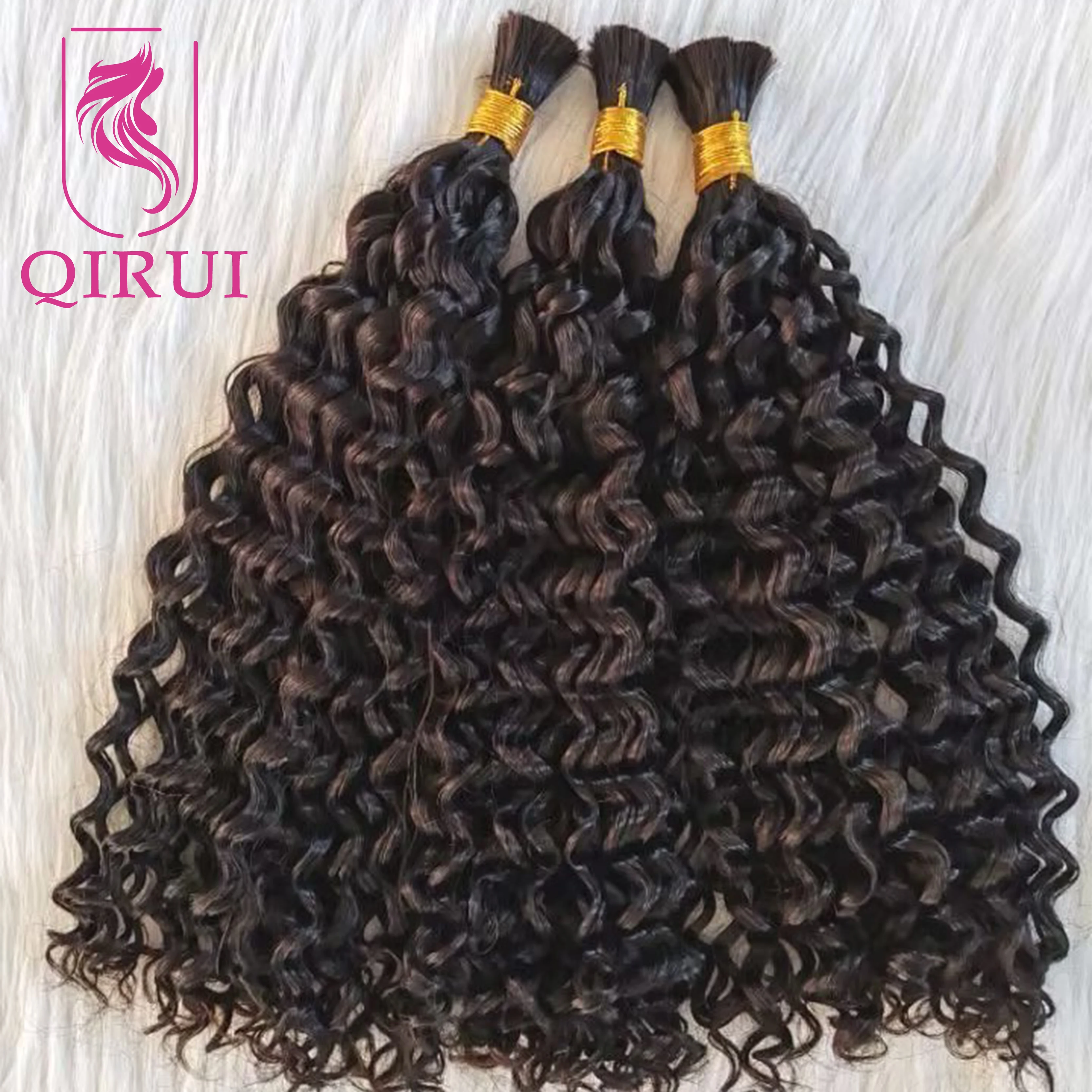 

Double Drawn Loose Curly Hair Bulk For Women Burmese Remy Human Hair Bulk For Braiding No Weft Braids Extensions Bundles