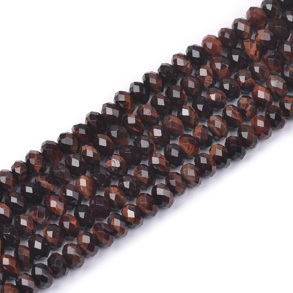 Natural  Red Tiger Eye Stone Loose r Beads for Jewelry Making DIY  Faceted Rondelle Handmade Bracelet Accessories