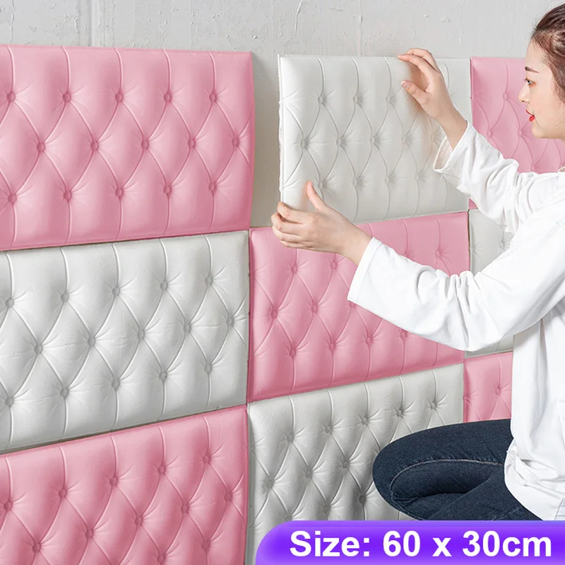 3D Self-adhesive Thicken Wall Stickers Anti-collision Wall Mat Pad Soft Foam Cushion Waterproof Wallpaper DIY Home Bedroom Decor