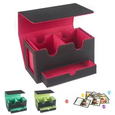 1Pc Storage Box For Trading Cards PU Leather Commander Card Deck Case Magnetic Closure Card Holder Fits for Magic Game Cards