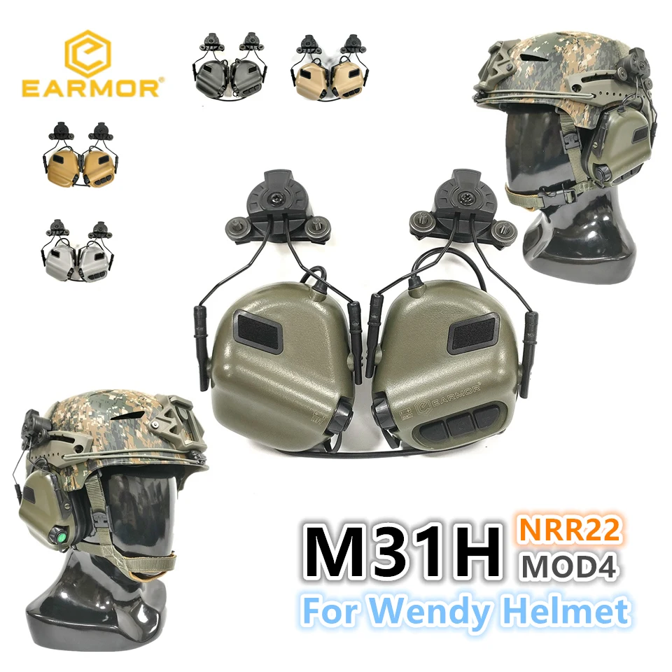 

EARMOR M31H (M12) MOD4 Shooting Headset Noise Clearance Hearing Protection Earphone for Wendy Helmet Rails Earmuff