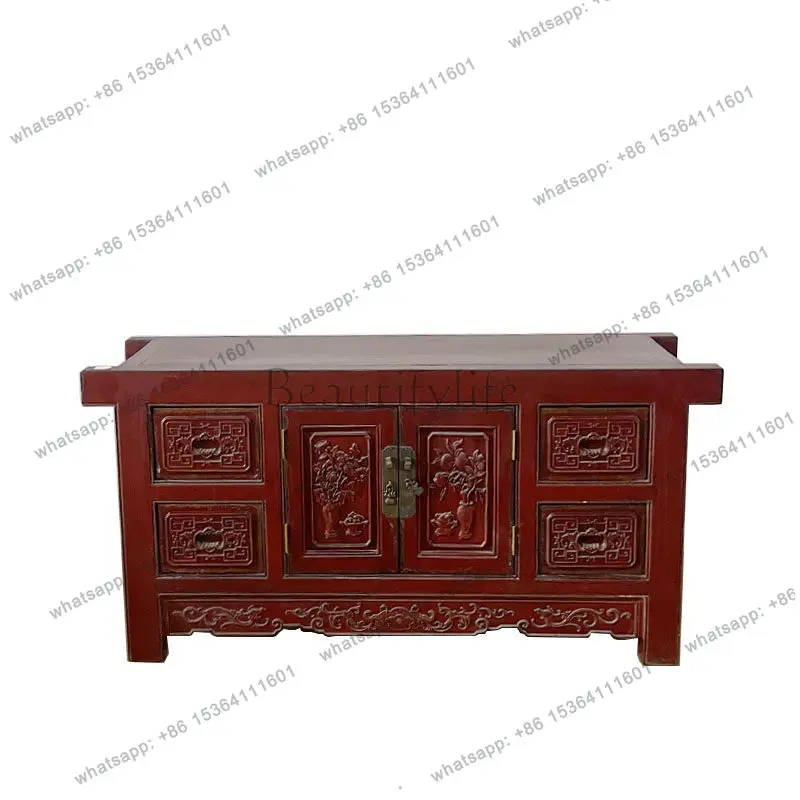 Chinese solid wood TV cabinet retro old living room home storage tea cabinet