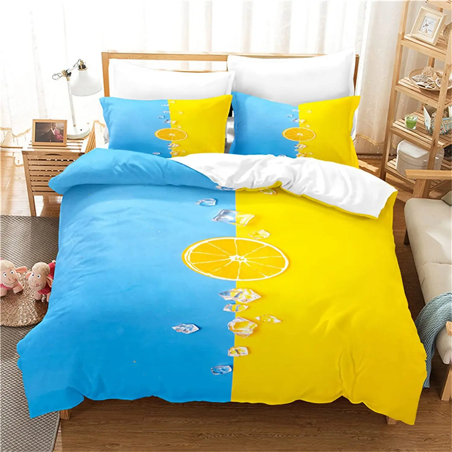 

Lemon Duvet Cover Set Fresh Fruits Pattern Polyester Comforter Cover King Queen Twin Full Size For Kids Teens Adults Bedding Set