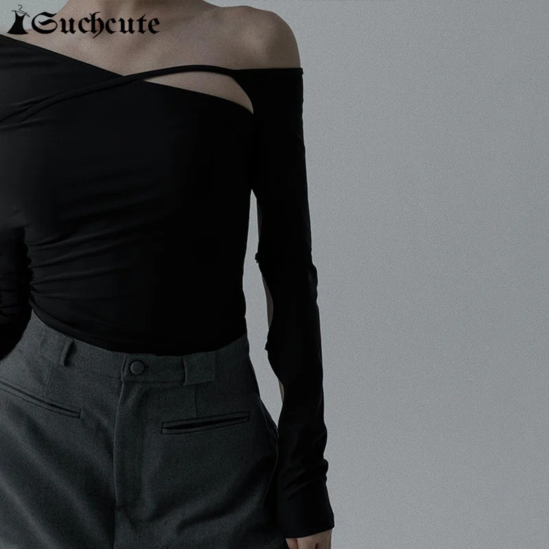 SUCHToxic-T-Shirt Manches sulfpour Femme, Noir, Sexy, Esthétique, Y2k, Y-Grunge, ix, Club, Nouvelle Collection