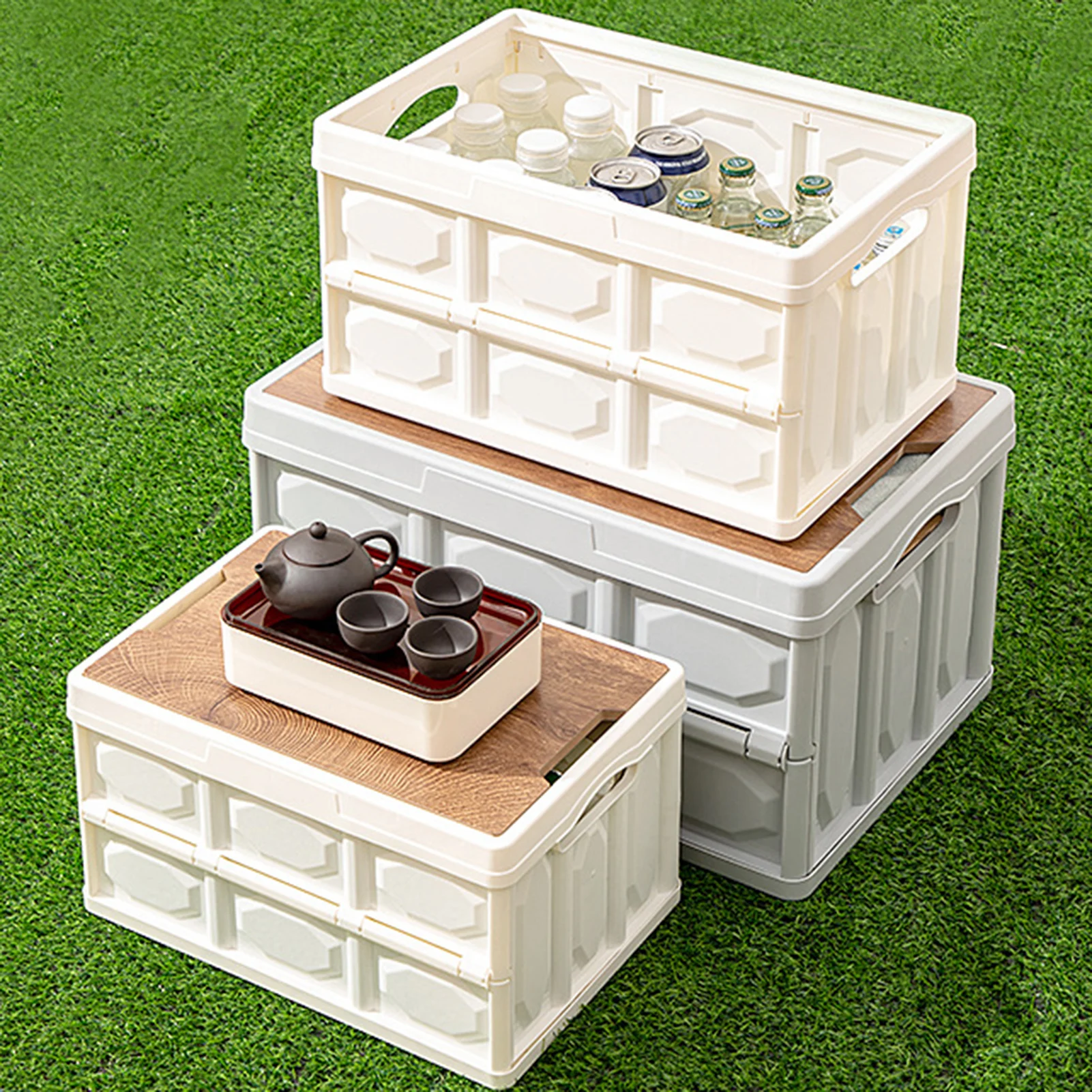 Outdoor Folding Box  Space-saving Wooden Board Plastic  Outdoor Folding Box Clothes Book Storage Box Household Products