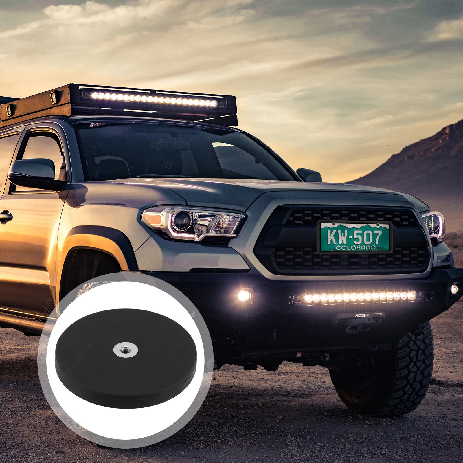 

Magnetic Work Light Mount with Rubberized Threaded Stud for Car Lamp Magnetic Bracket Durable Mounting Solution