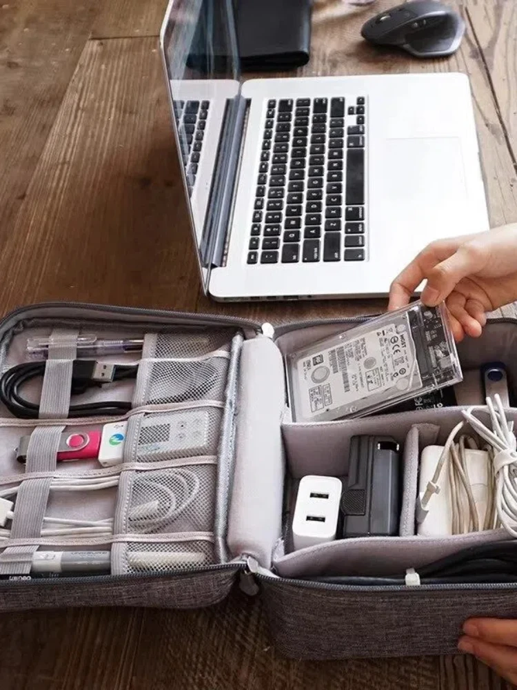 Przenośna, wodoodporna torba do przechowywania kabli podróżnych, organizer na elektronikę cyfrową, torba do przechowywania kabli USB, przewodów do ładowarek i wtyczek, organizer na kable. — 2