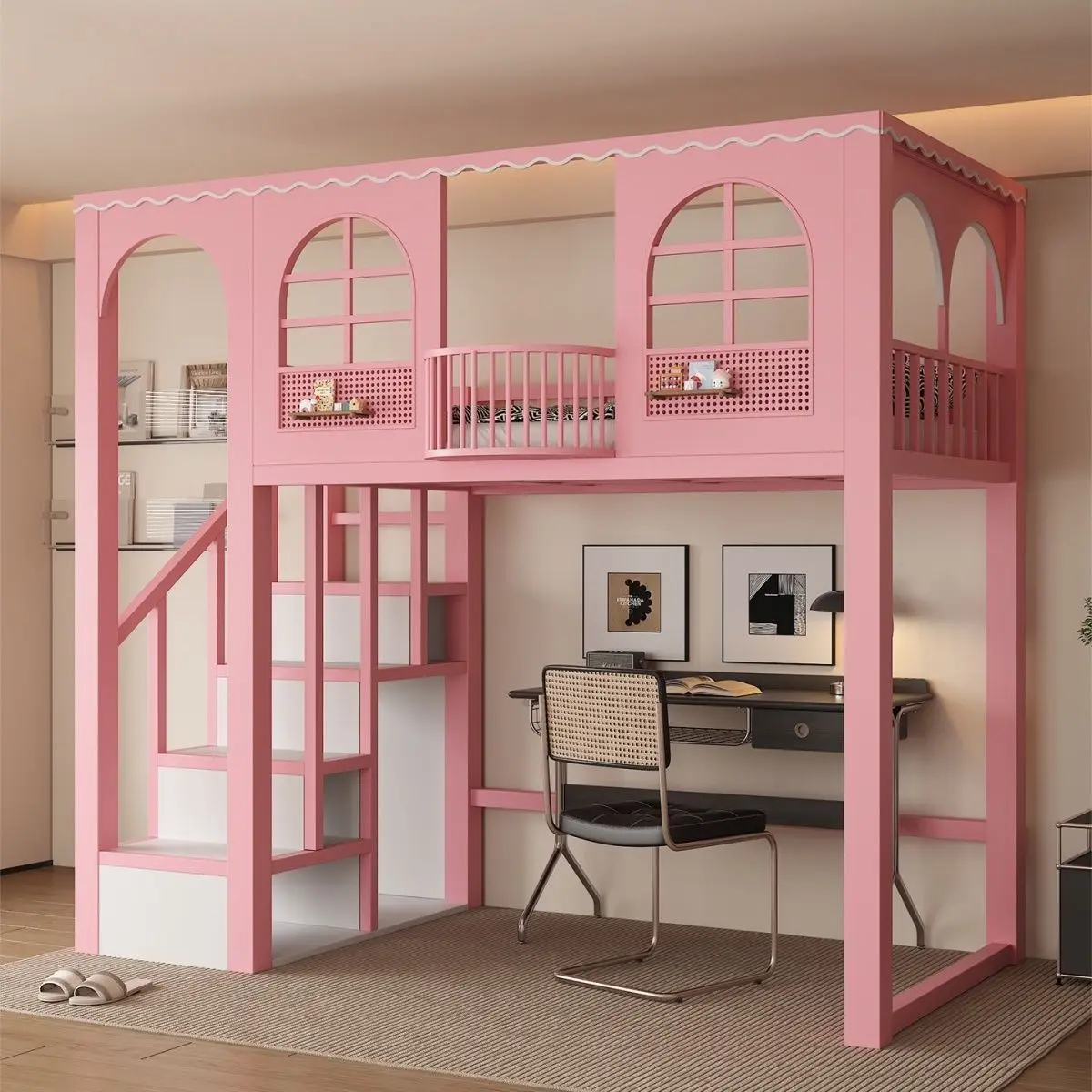 

Duplex elevated bed tree house under table combination loft bed children's does not interfere with each other mother