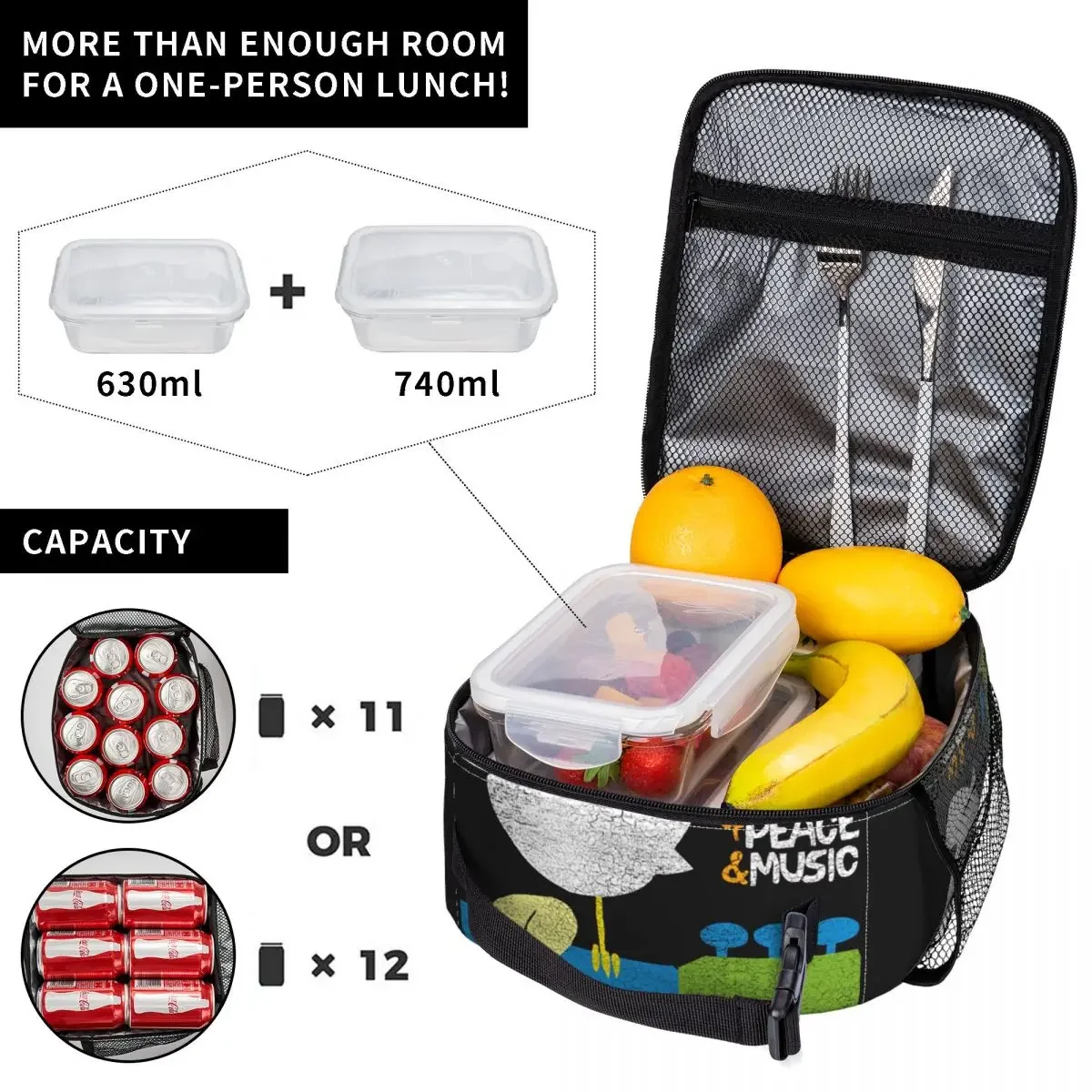 Woodstock borse per il pranzo isolate ad arco borsa termica borsa per il pranzo portatile riutilizzabile Bento Pouch College Travel