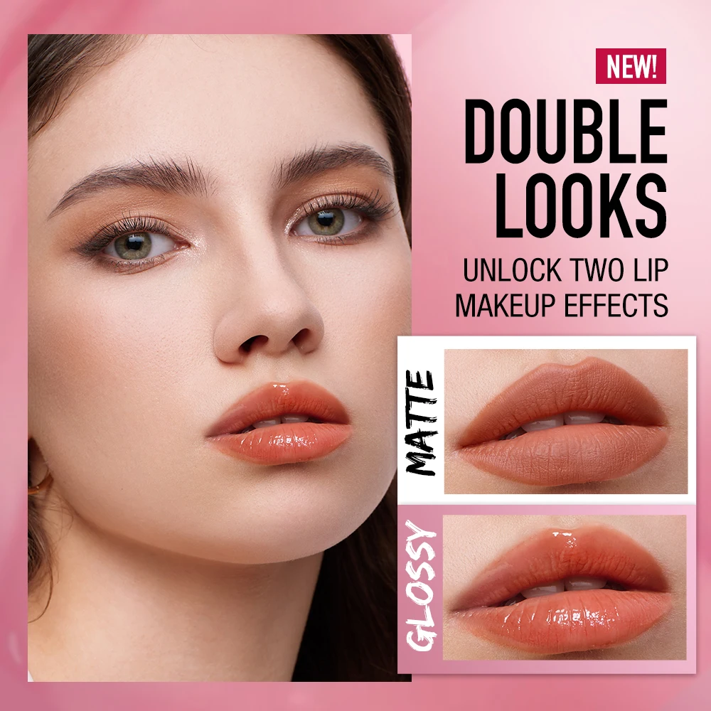 O.TWO.O Make-up-Set, 3-teilig, wasserfest, verlängernde Wimperntusche, intensives Volumen, feuchtigkeitsspendend, wässriger Lipgloss, samtig, matt, Lippenstift, Kosmetik